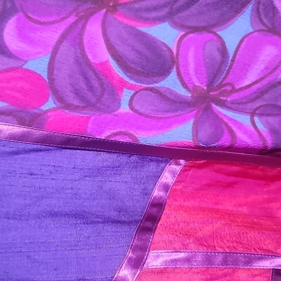 Maggie Shepherd Vintage 80's Patchwork Purple Asymmetrical Tunic Blouse - Picture 5 of 11